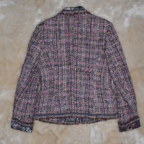 Basler Women’s Pink Gray Tweed Blazer Small-Medium Fun Vibrant Print Jacket - Picture 8 of 15
